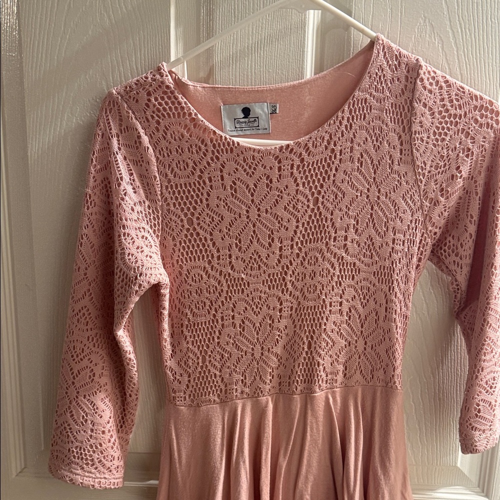Dainty Jewells Dusty Pink Lace Tiered Ruffle Dress - Picture 2 of 3